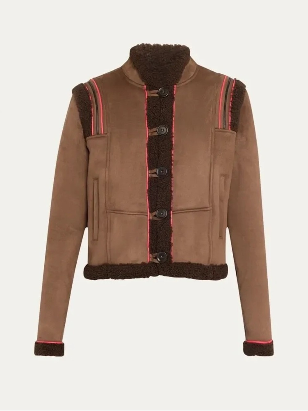 NWOT MOTHER The Prized Possession Faux Suede Shearling-Trim Jacket Size S